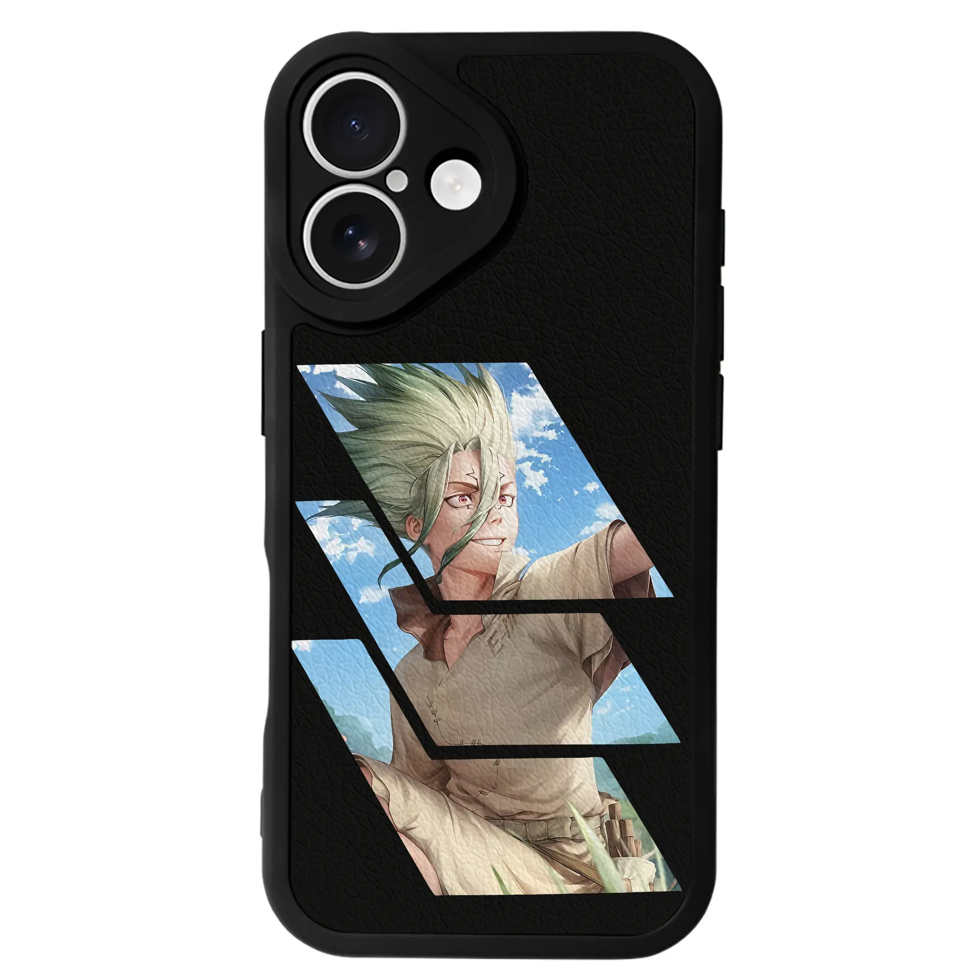 ドクターストーン グッズ,石神千空 - IPhone 16シリーズ対応 ・ シリコンスマホケース ・ レザー調 ・ 高精度フィット ・ 耐衝撃 ・ ワイヤレス充電対応 ・ 精密カット